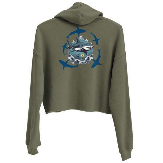 Beware of Sharks - Women's Crop Hoodie - Wild Style Shop