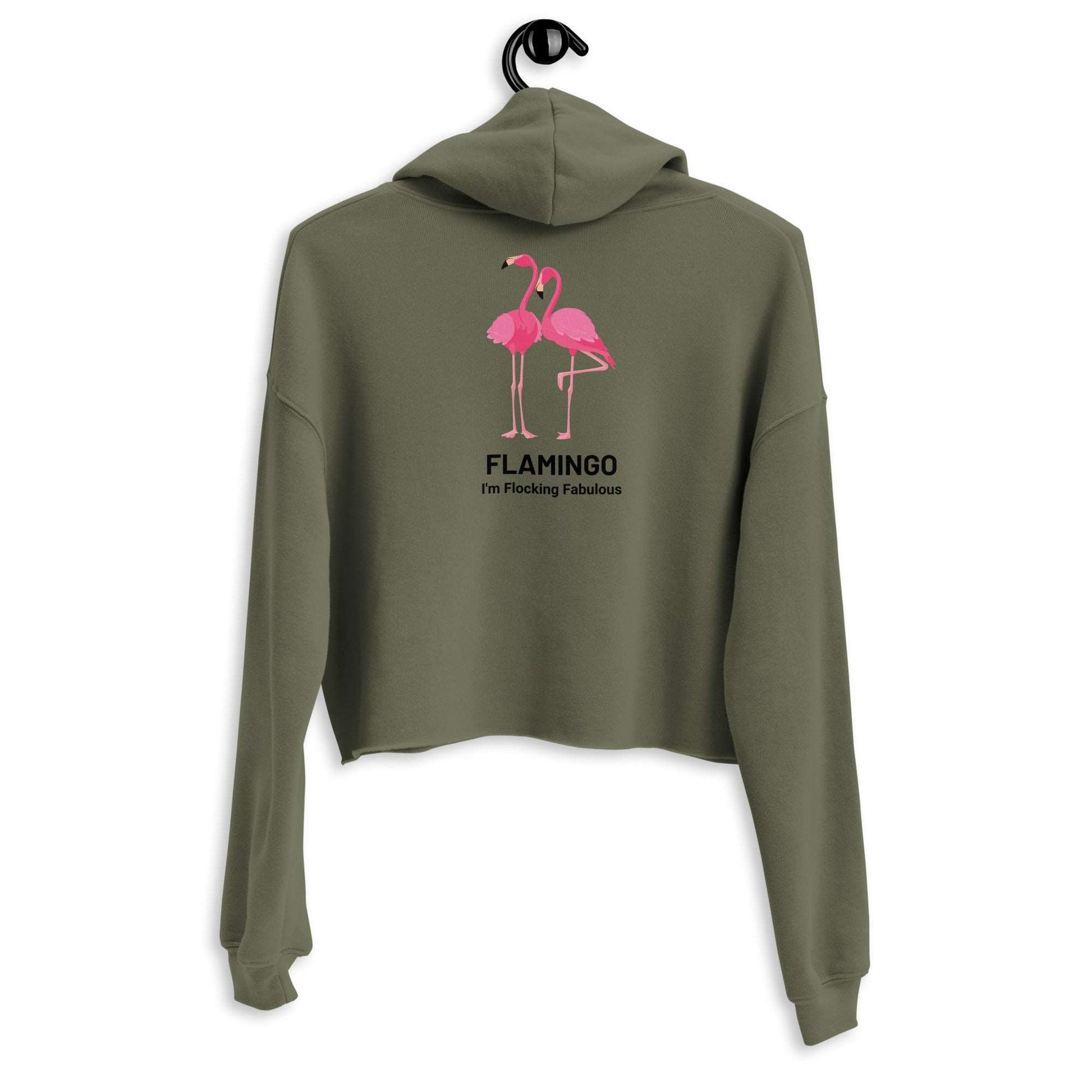Flocking Fabulous Flamingos - Women's Crop Hoodie - Pullover